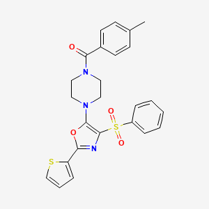 molecular formula C25H23N3O4S2 B14984183 (4-Methylphenyl){4-[4-(phenylsulfonyl)-2-(thiophen-2-yl)-1,3-oxazol-5-yl]piperazin-1-yl}methanone 