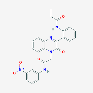 N-[2-(4-{2-[(3-nitrophenyl)amino]-2-oxoethyl}-3-oxo-3,4-dihydroquinoxalin-2-yl)phenyl]propanamide