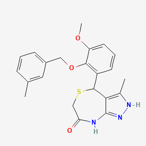 molecular formula C22H23N3O3S B14984269 4-{3-methoxy-2-[(3-methylbenzyl)oxy]phenyl}-3-methyl-4,6-dihydro-1H-pyrazolo[3,4-e][1,4]thiazepin-7-ol 