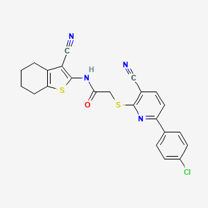 molecular formula C23H17ClN4OS2 B14984326 2-{[6-(4-chlorophenyl)-3-cyanopyridin-2-yl]sulfanyl}-N-(3-cyano-4,5,6,7-tetrahydro-1-benzothiophen-2-yl)acetamide 