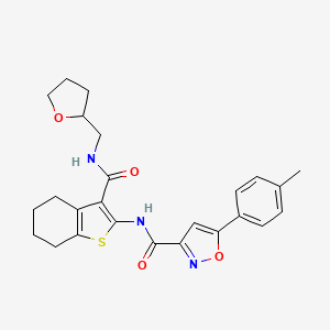 molecular formula C25H27N3O4S B14984412 5-(4-methylphenyl)-N-{3-[(tetrahydrofuran-2-ylmethyl)carbamoyl]-4,5,6,7-tetrahydro-1-benzothiophen-2-yl}-1,2-oxazole-3-carboxamide 