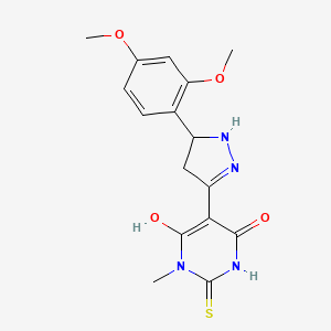 molecular formula C16H18N4O4S B14984574 (5Z)-5-[5-(2,4-dimethoxyphenyl)pyrazolidin-3-ylidene]-1-methyl-2-sulfanylpyrimidine-4,6(1H,5H)-dione 