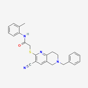 2-[(6-benzyl-3-cyano-5,6,7,8-tetrahydro-1,6-naphthyridin-2-yl)sulfanyl]-N-(2-methylphenyl)acetamide