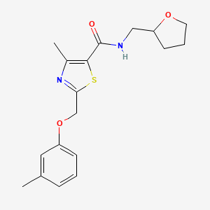 4-methyl-N-((tetrahydrofuran-2-yl)methyl)-2-((m-tolyloxy)methyl)thiazole-5-carboxamide