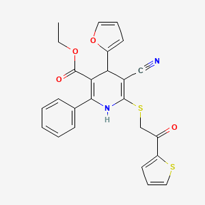 molecular formula C25H20N2O4S2 B14984952 Ethyl 5-cyano-4-(furan-2-yl)-6-{[2-oxo-2-(thiophen-2-yl)ethyl]sulfanyl}-2-phenyl-1,4-dihydropyridine-3-carboxylate 