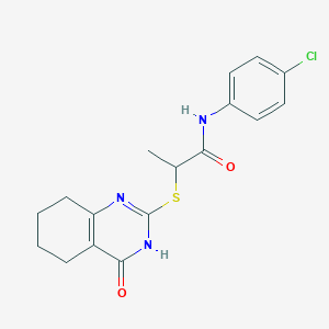 molecular formula C17H18ClN3O2S B14984981 N-(4-chlorophenyl)-2-[(4-oxo-3,4,5,6,7,8-hexahydroquinazolin-2-yl)sulfanyl]propanamide 