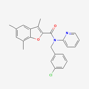 molecular formula C24H21ClN2O2 B14985029 N-(3-chlorobenzyl)-3,5,7-trimethyl-N-(pyridin-2-yl)-1-benzofuran-2-carboxamide 