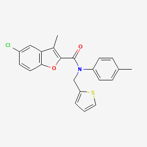 molecular formula C22H18ClNO2S B14985080 5-chloro-3-methyl-N-(4-methylphenyl)-N-(thiophen-2-ylmethyl)-1-benzofuran-2-carboxamide 