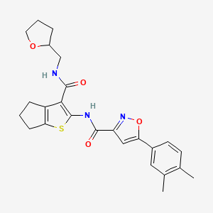 molecular formula C25H27N3O4S B14985188 5-(3,4-dimethylphenyl)-N-{3-[(tetrahydrofuran-2-ylmethyl)carbamoyl]-5,6-dihydro-4H-cyclopenta[b]thiophen-2-yl}-1,2-oxazole-3-carboxamide 