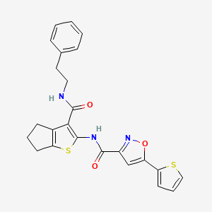 N-{3-[(2-phenylethyl)carbamoyl]-5,6-dihydro-4H-cyclopenta[b]thiophen-2-yl}-5-(thiophen-2-yl)-1,2-oxazole-3-carboxamide