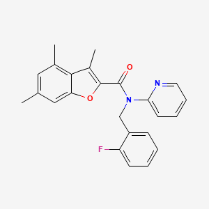 molecular formula C24H21FN2O2 B14985513 N-(2-fluorobenzyl)-3,4,6-trimethyl-N-(pyridin-2-yl)-1-benzofuran-2-carboxamide 