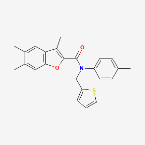 molecular formula C24H23NO2S B14985534 3,5,6-trimethyl-N-(4-methylphenyl)-N-(thiophen-2-ylmethyl)-1-benzofuran-2-carboxamide 