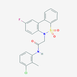 molecular formula C21H16ClFN2O3S B14985554 N-(3-chloro-2-methylphenyl)-2-(9-fluoro-5,5-dioxido-6H-dibenzo[c,e][1,2]thiazin-6-yl)acetamide 