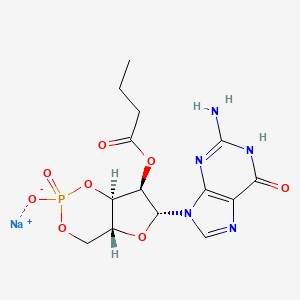 molecular formula C14H17N5NaO8P B1498557 2'-O-Monobutyrylguanosine-3',5'-cyclic monophosphate sodium salt CAS No. 58329-72-9