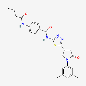 molecular formula C25H27N5O3S B14985629 4-(butanoylamino)-N-{5-[1-(3,5-dimethylphenyl)-5-oxopyrrolidin-3-yl]-1,3,4-thiadiazol-2-yl}benzamide 