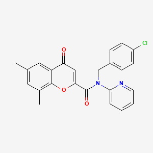 molecular formula C24H19ClN2O3 B14985704 N-(4-chlorobenzyl)-6,8-dimethyl-4-oxo-N-(pyridin-2-yl)-4H-chromene-2-carboxamide 