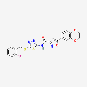 5-(2,3-dihydro-1,4-benzodioxin-6-yl)-N-{5-[(2-fluorobenzyl)sulfanyl]-1,3,4-thiadiazol-2-yl}-1,2-oxazole-3-carboxamide