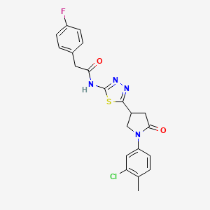 N-{5-[1-(3-chloro-4-methylphenyl)-5-oxopyrrolidin-3-yl]-1,3,4-thiadiazol-2-yl}-2-(4-fluorophenyl)acetamide