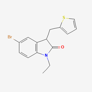 molecular formula C15H14BrNOS B14985773 5-bromo-1-ethyl-3-(thiophen-2-ylmethyl)-1,3-dihydro-2H-indol-2-one 