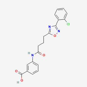 3-{4-[3-(2-Chlorophenyl)-1,2,4-oxadiazol-5-YL]butanamido}benzoic acid