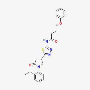 molecular formula C24H26N4O3S B14985818 N-{5-[1-(2-ethylphenyl)-5-oxopyrrolidin-3-yl]-1,3,4-thiadiazol-2-yl}-4-phenoxybutanamide 