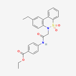 molecular formula C25H24N2O5S B14985859 ethyl 4-{[(9-ethyl-5,5-dioxido-6H-dibenzo[c,e][1,2]thiazin-6-yl)acetyl]amino}benzoate 