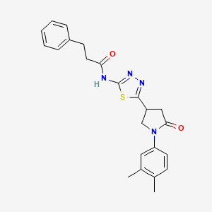 N-{5-[1-(3,4-dimethylphenyl)-5-oxopyrrolidin-3-yl]-1,3,4-thiadiazol-2-yl}-3-phenylpropanamide