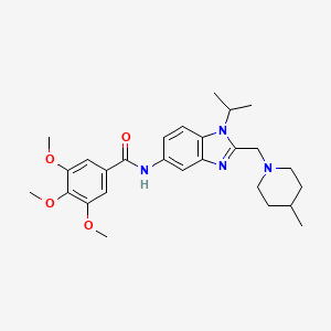 3,4,5-trimethoxy-N-{2-[(4-methylpiperidin-1-yl)methyl]-1-(propan-2-yl)-1H-benzimidazol-5-yl}benzamide