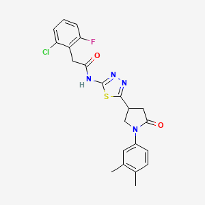 molecular formula C22H20ClFN4O2S B14985952 2-(2-chloro-6-fluorophenyl)-N-{5-[1-(3,4-dimethylphenyl)-5-oxopyrrolidin-3-yl]-1,3,4-thiadiazol-2-yl}acetamide 