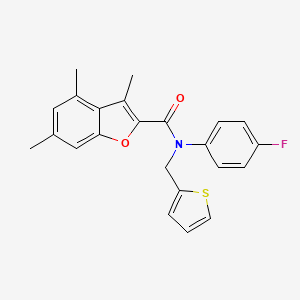 N-(4-fluorophenyl)-3,4,6-trimethyl-N-(thiophen-2-ylmethyl)-1-benzofuran-2-carboxamide