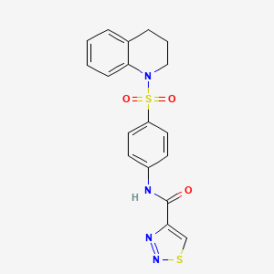 molecular formula C18H16N4O3S2 B14986041 N-[4-(3,4-dihydroquinolin-1(2H)-ylsulfonyl)phenyl]-1,2,3-thiadiazole-4-carboxamide 