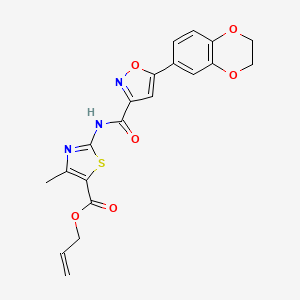 Prop-2-en-1-yl 2-({[5-(2,3-dihydro-1,4-benzodioxin-6-yl)-1,2-oxazol-3-yl]carbonyl}amino)-4-methyl-1,3-thiazole-5-carboxylate