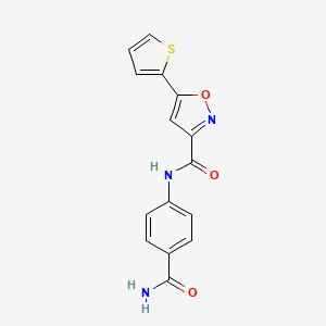 molecular formula C15H11N3O3S B14986139 N-(4-carbamoylphenyl)-5-(thiophen-2-yl)-1,2-oxazole-3-carboxamide 