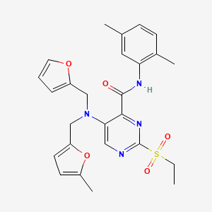 N-(2,5-dimethylphenyl)-2-(ethylsulfonyl)-5-{(furan-2-ylmethyl)[(5-methylfuran-2-yl)methyl]amino}pyrimidine-4-carboxamide