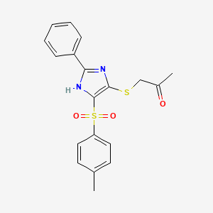 molecular formula C19H18N2O3S2 B14986216 1-({4-[(4-methylphenyl)sulfonyl]-2-phenyl-1H-imidazol-5-yl}sulfanyl)propan-2-one 