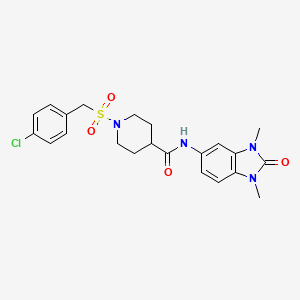 molecular formula C22H25ClN4O4S B14986274 1-[(4-chlorobenzyl)sulfonyl]-N-(1,3-dimethyl-2-oxo-2,3-dihydro-1H-benzimidazol-5-yl)piperidine-4-carboxamide 