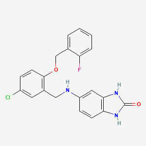 molecular formula C21H17ClFN3O2 B14986343 5-({5-chloro-2-[(2-fluorobenzyl)oxy]benzyl}amino)-1,3-dihydro-2H-benzimidazol-2-one 