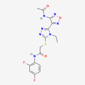 molecular formula C16H15F2N7O3S B14986419 2-({5-[4-(acetylamino)-1,2,5-oxadiazol-3-yl]-4-ethyl-4H-1,2,4-triazol-3-yl}sulfanyl)-N-(2,4-difluorophenyl)acetamide 