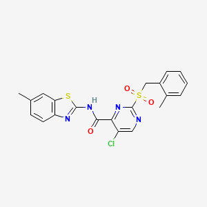 5-chloro-N-(6-methyl-1,3-benzothiazol-2-yl)-2-[(2-methylbenzyl)sulfonyl]pyrimidine-4-carboxamide