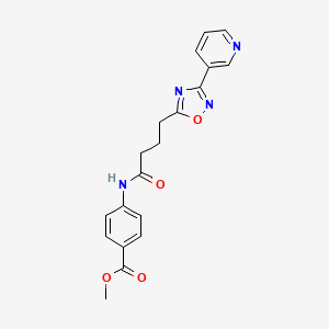 molecular formula C19H18N4O4 B14986492 Methyl 4-({4-[3-(pyridin-3-yl)-1,2,4-oxadiazol-5-yl]butanoyl}amino)benzoate 