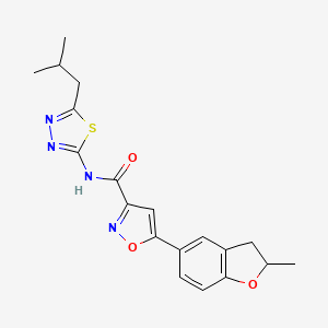 molecular formula C19H20N4O3S B14986493 5-(2-methyl-2,3-dihydro-1-benzofuran-5-yl)-N-[5-(2-methylpropyl)-1,3,4-thiadiazol-2-yl]-1,2-oxazole-3-carboxamide 