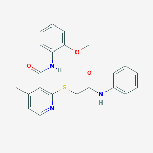 molecular formula C23H23N3O3S B14986518 N-(2-methoxyphenyl)-4,6-dimethyl-2-{[2-oxo-2-(phenylamino)ethyl]sulfanyl}pyridine-3-carboxamide 