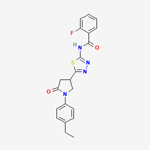 N-{5-[1-(4-ethylphenyl)-5-oxopyrrolidin-3-yl]-1,3,4-thiadiazol-2-yl}-2-fluorobenzamide