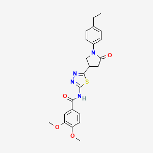 molecular formula C23H24N4O4S B14986652 N-{5-[1-(4-ethylphenyl)-5-oxopyrrolidin-3-yl]-1,3,4-thiadiazol-2-yl}-3,4-dimethoxybenzamide 