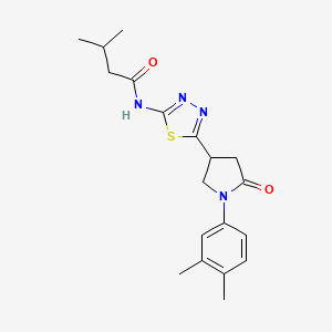 molecular formula C19H24N4O2S B14986669 N-{5-[1-(3,4-dimethylphenyl)-5-oxopyrrolidin-3-yl]-1,3,4-thiadiazol-2-yl}-3-methylbutanamide 