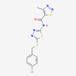 molecular formula C13H10ClN5OS3 B14986703 N-(5-{[(4-chlorophenyl)methyl]sulfanyl}-1,3,4-thiadiazol-2-yl)-4-methyl-1,2,3-thiadiazole-5-carboxamide 