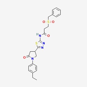 3-(benzylsulfonyl)-N-{5-[1-(4-ethylphenyl)-5-oxopyrrolidin-3-yl]-1,3,4-thiadiazol-2-yl}propanamide