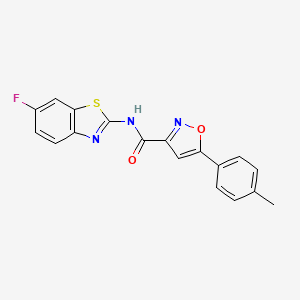 molecular formula C18H12FN3O2S B14986734 N-(6-fluoro-1,3-benzothiazol-2-yl)-5-(4-methylphenyl)-1,2-oxazole-3-carboxamide 