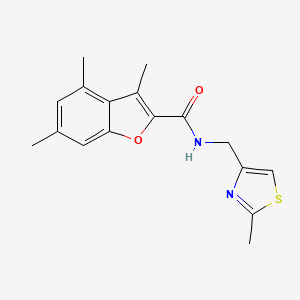 3,4,6-trimethyl-N-[(2-methyl-1,3-thiazol-4-yl)methyl]-1-benzofuran-2-carboxamide