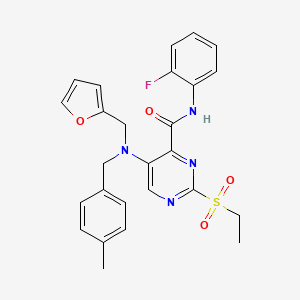 molecular formula C26H25FN4O4S B14986748 2-(ethylsulfonyl)-N-(2-fluorophenyl)-5-[(furan-2-ylmethyl)(4-methylbenzyl)amino]pyrimidine-4-carboxamide 